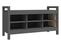 Banco de entrada Gris 110x40x60 cm Madera maciza de pino