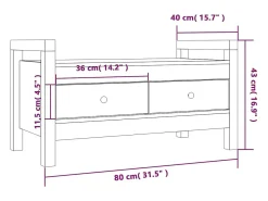Banco de entrada Marrón miel 80x40x43 cm Madera maciza de pino