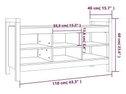 Banco de entrada Marrón miel 110x40x60 cm Madera maciza de pino