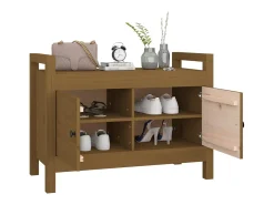 Banco de entrada Marrón miel 80x40x60 cm Madera maciza de pino