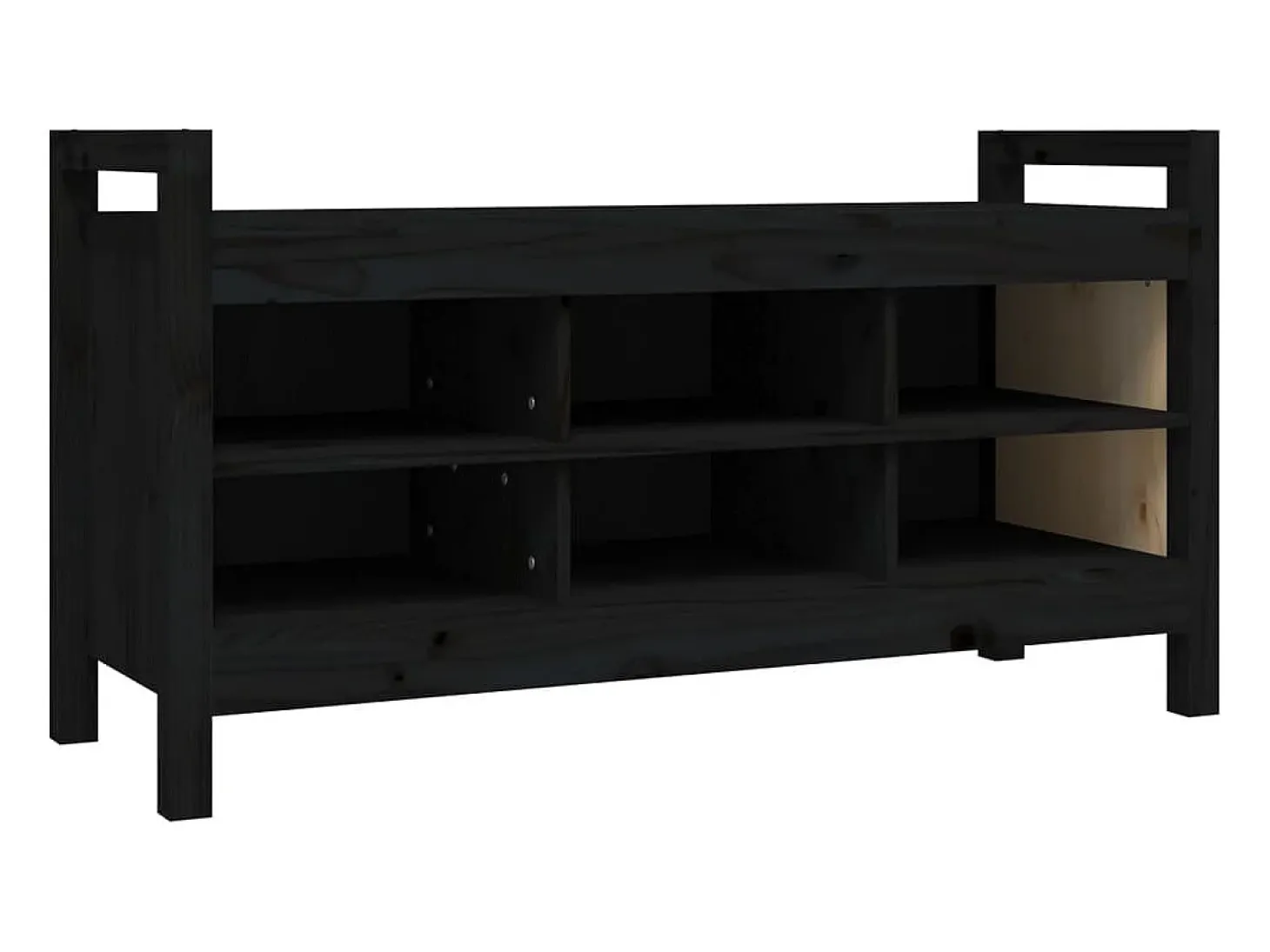 Banco de entrada negro 110x40x60 cm Madera maciza de pino