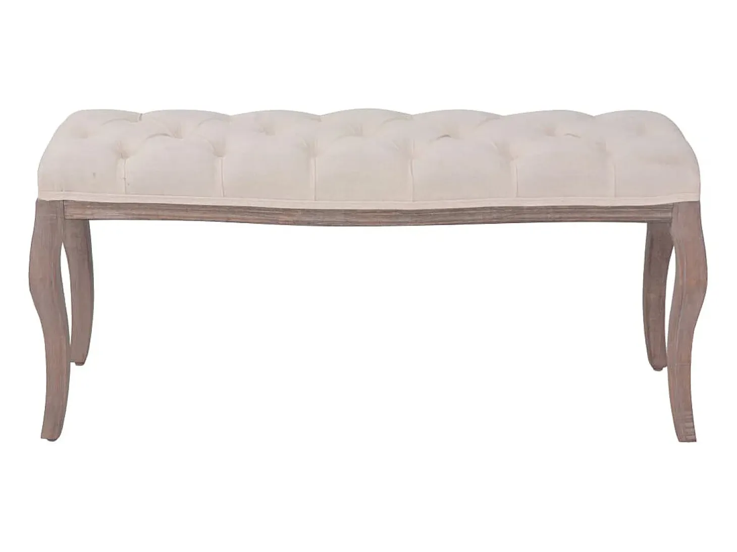 Banco de lino Madera maciza 110 x 38 x 48 cm Blanco crema