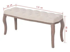 Banco de lino Madera maciza 110 x 38 x 48 cm Blanco crema