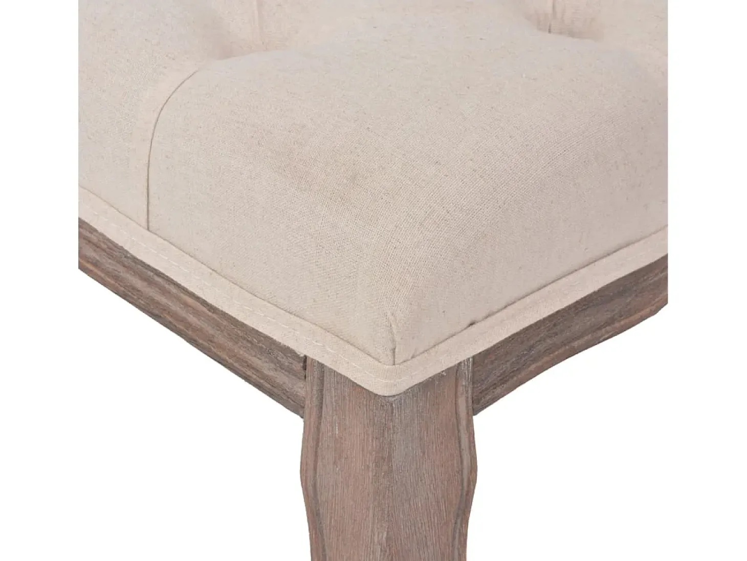 Banco de lino Madera maciza 110 x 38 x 48 cm Blanco crema