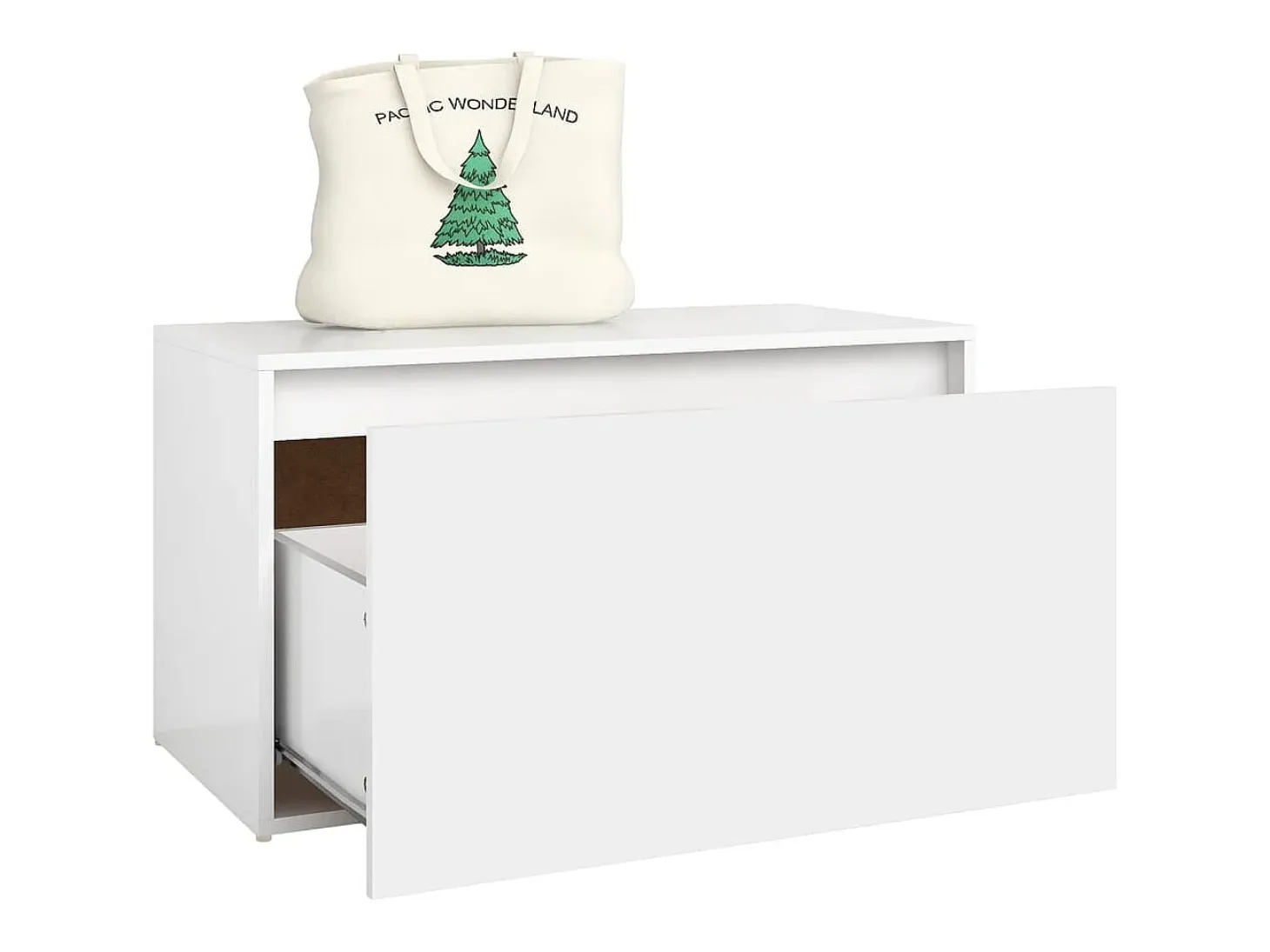 Banco de pasillo de madera de ingeniería blanco 80x40x45 cm ES130603