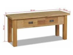 Banco de recibidor de madera de teca maciza 90x30x40 cm