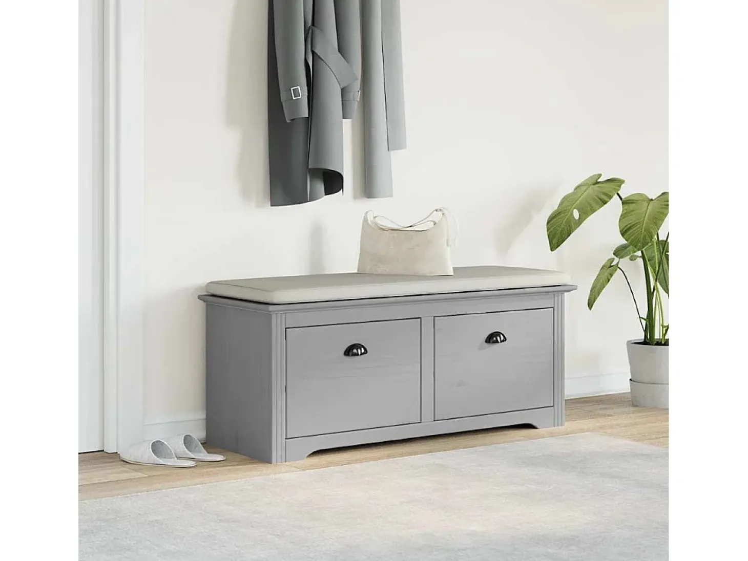 Banco de recibidor gris BODO 114x40x45 cm