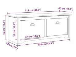 Banco de recibidor gris BODO 114x40x45 cm