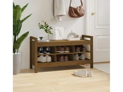 Banco de recibidor madera maciza pino marrón miel 110x40x60 cm ES152335