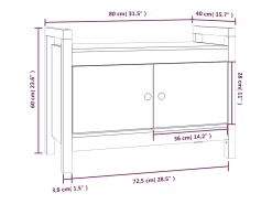 Banco de recibidor madera maciza de pino blanco 80x40x60 cm