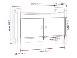 Banco de recibidor madera maciza de pino blanco 80x40x60 cm