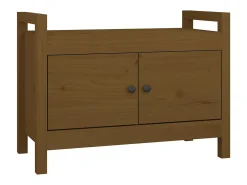 Banco de recibidor madera maciza de pino marrón miel 80x40x60cm ES685313