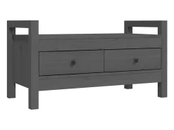 Banco de recibidor madera maciza de pino gris 80x40x43 cm ES134226
