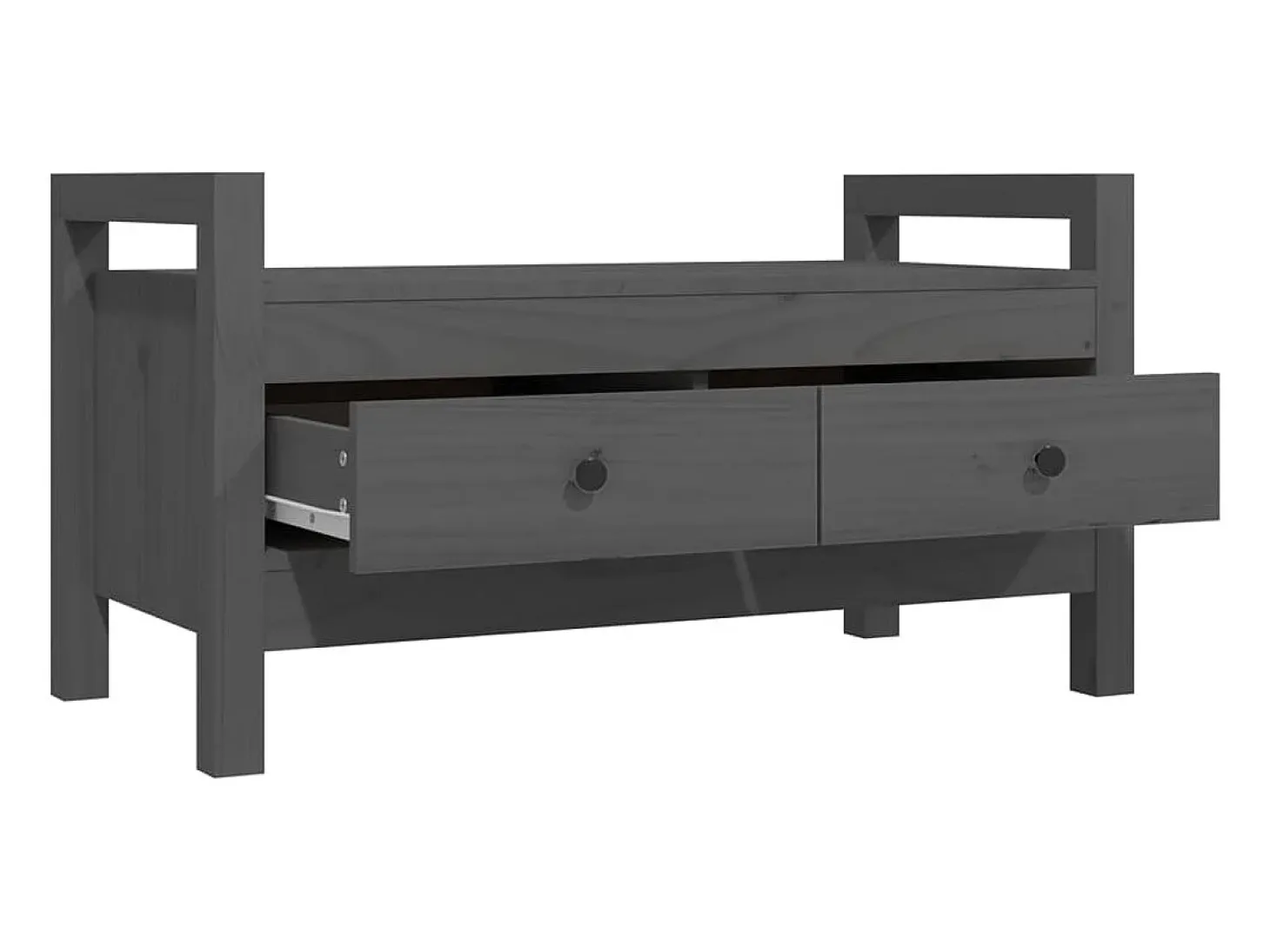 Banco de recibidor madera maciza de pino gris 80x40x43 cm ES134226