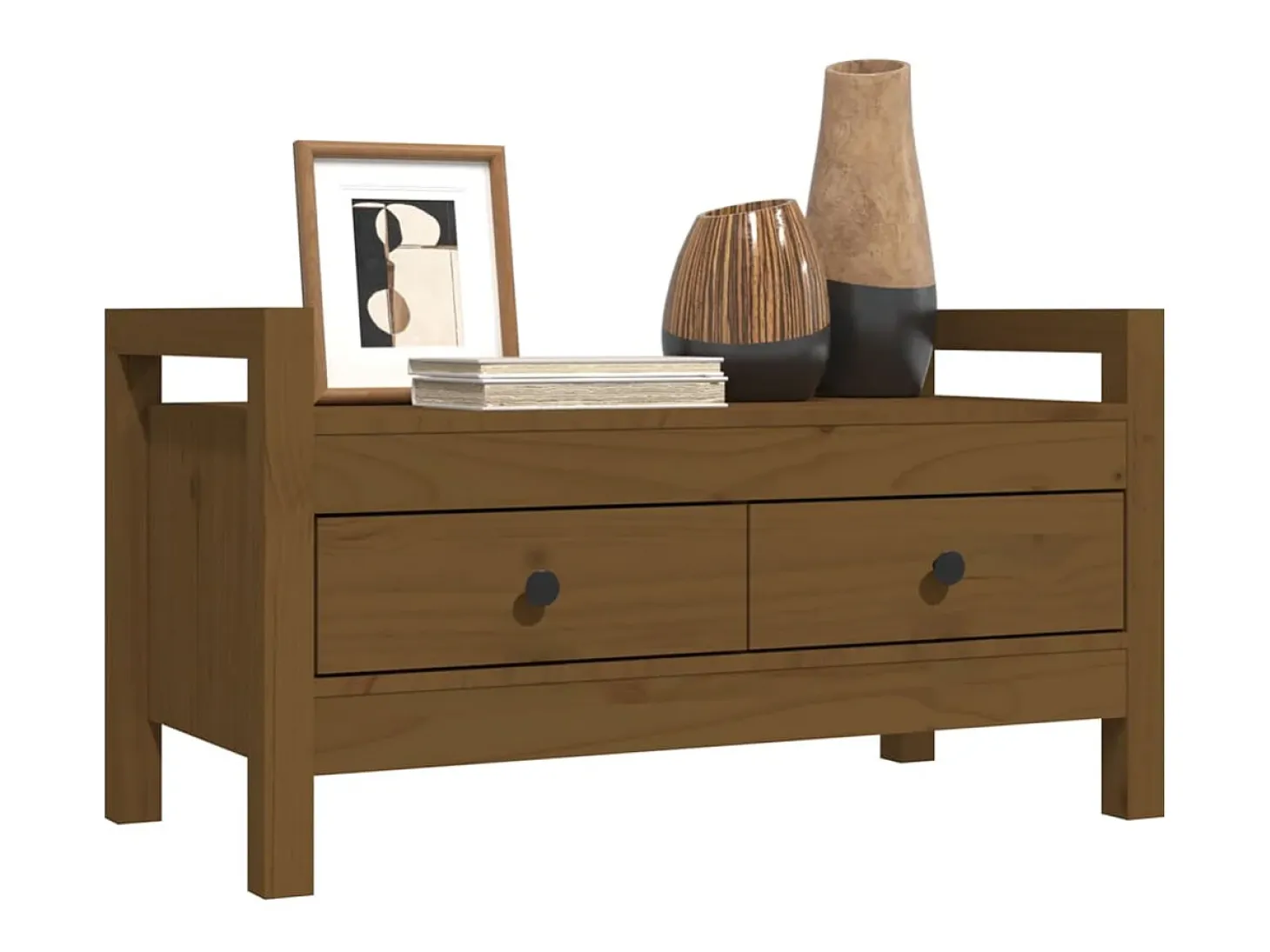 Banco de recibidor madera maciza pino marrón miel 80x40x43 cm
