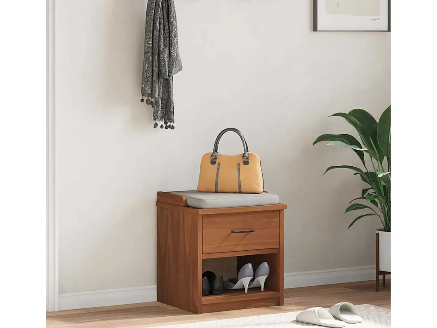 Banco de recibidor SANDNES 45x40x50 cm madera maciza de pino