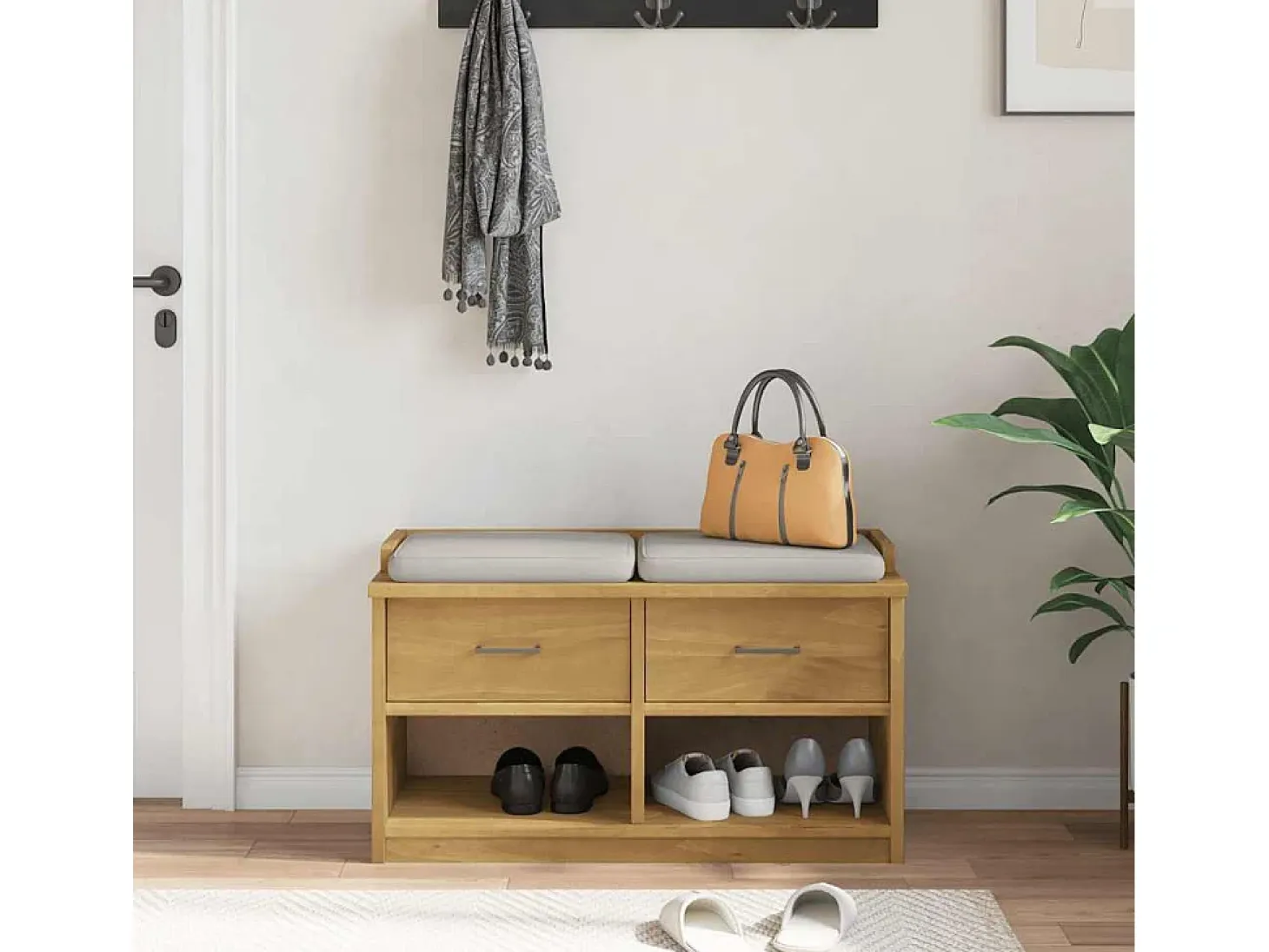 Banco de recibidor SANDNES 87x40x50 cm madera maciza de pino