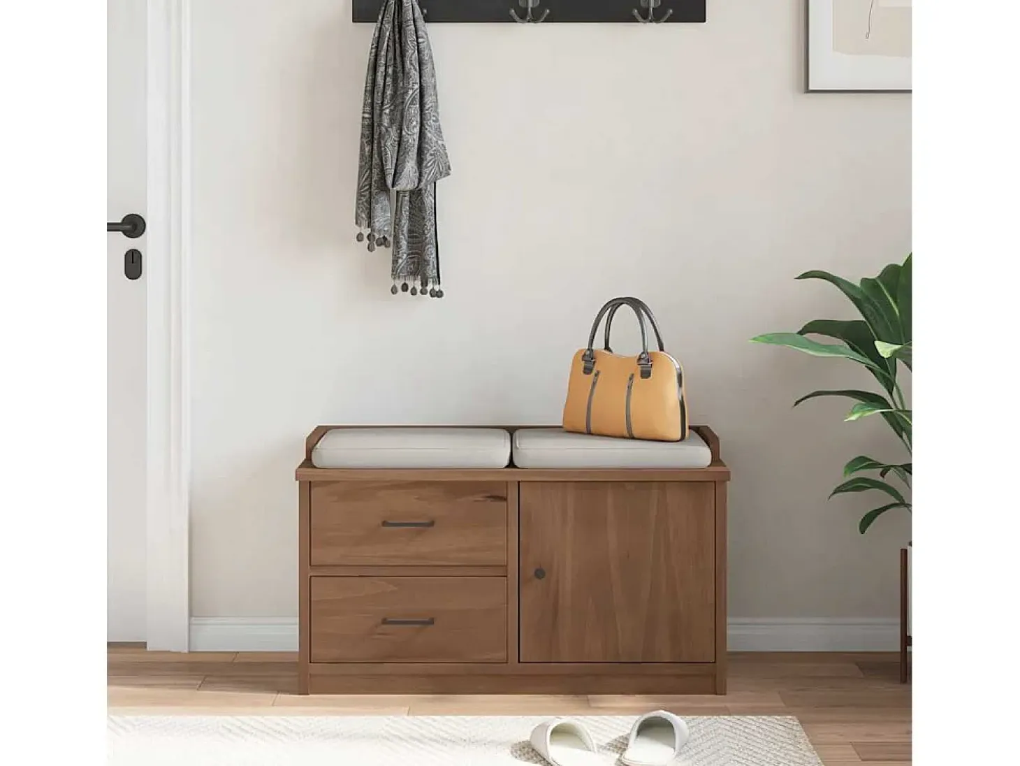 Banco de recibidor SANDNES 87x40x50 cm madera maciza de pino
