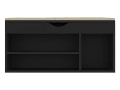 Banco de zapatos negro y cojín 104x30x49cm Madera de ingeniería