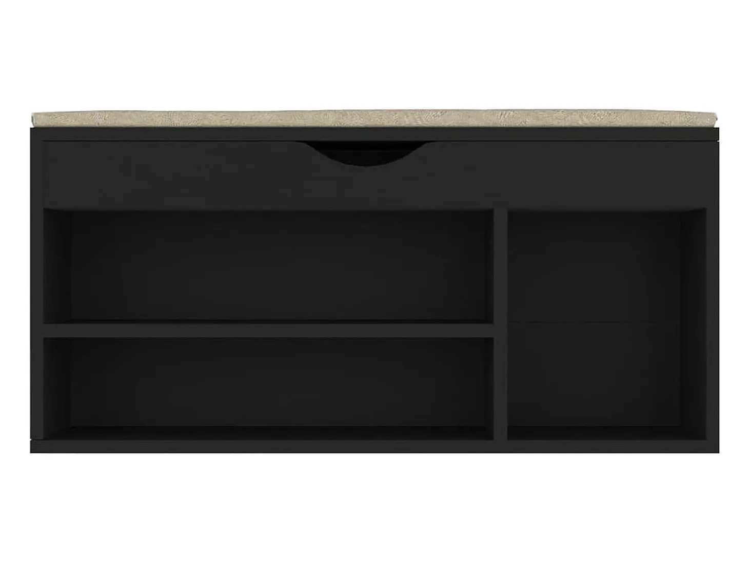 Banco de zapatos negro y cojín 104x30x49cm Madera de ingeniería