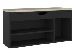Banco de zapatos negro y cojín 104x30x49cm Madera de ingeniería