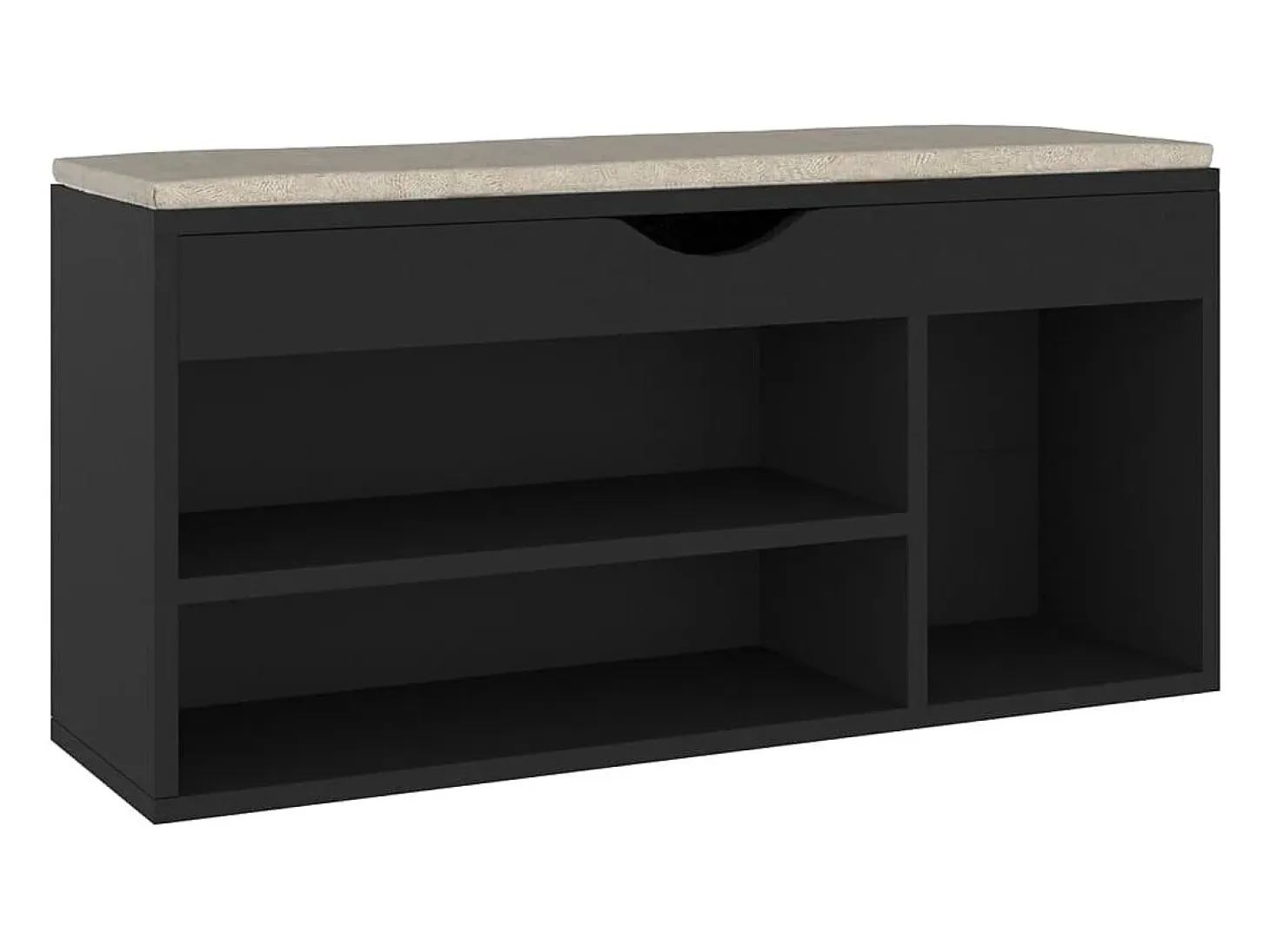 Banco de zapatos negro y cojín 104x30x49cm Madera de ingeniería