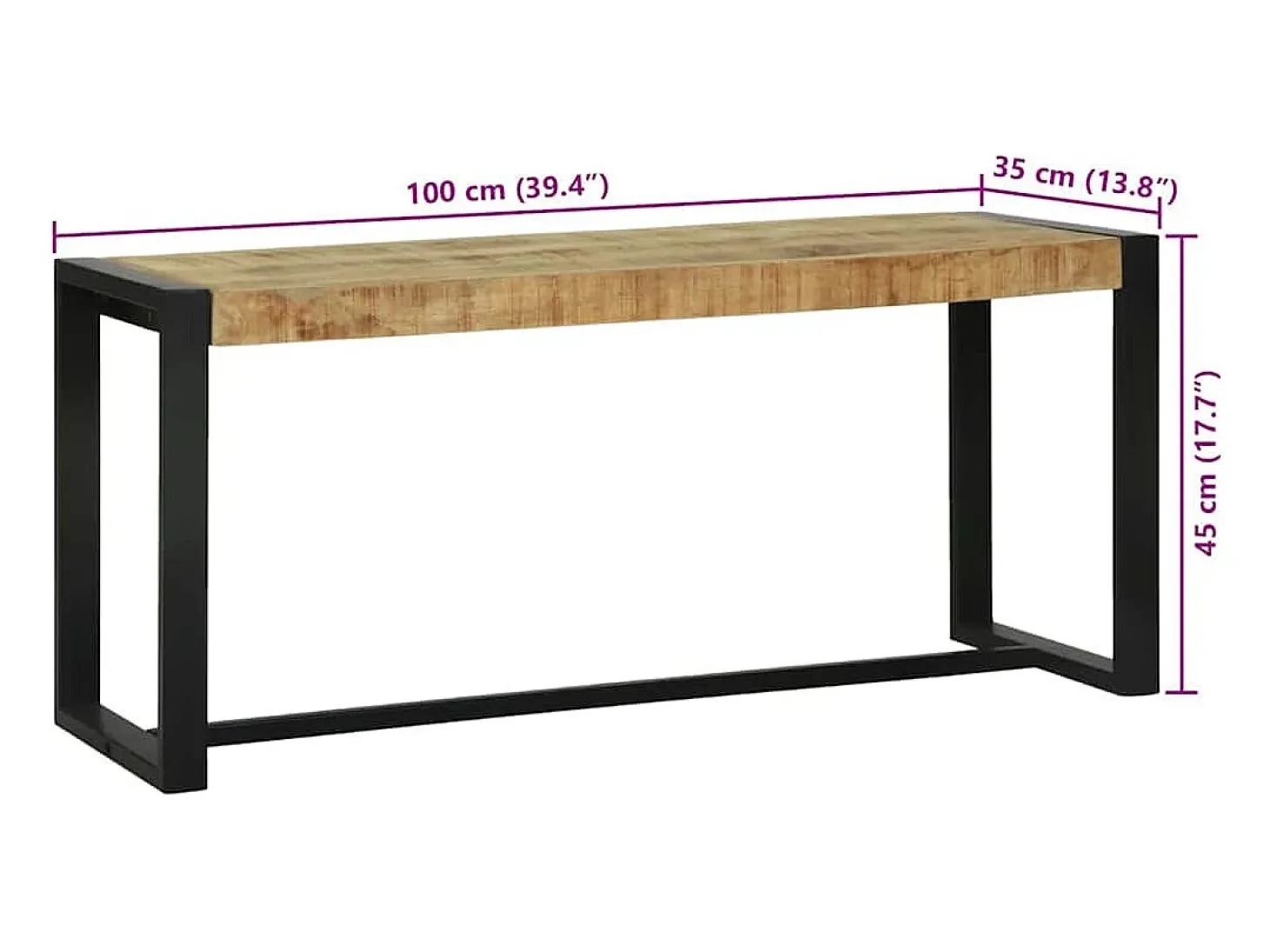 Banco Marrón 100 x 35 x 45 cm Madera Maciza de Mango