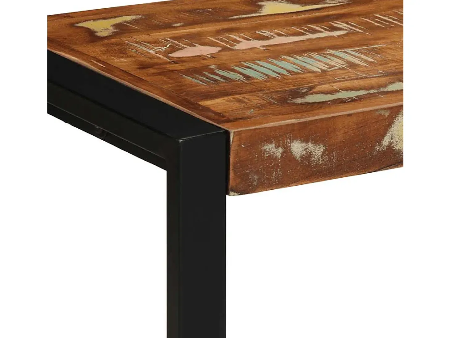 Banco multicolor 80x35x45 cm madera maciza recuperada