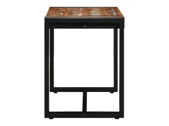 Banco multicolor 80x35x45 cm madera maciza recuperada