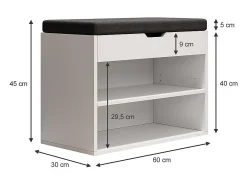 Banco para zapatos blanco 60x30x45 titus