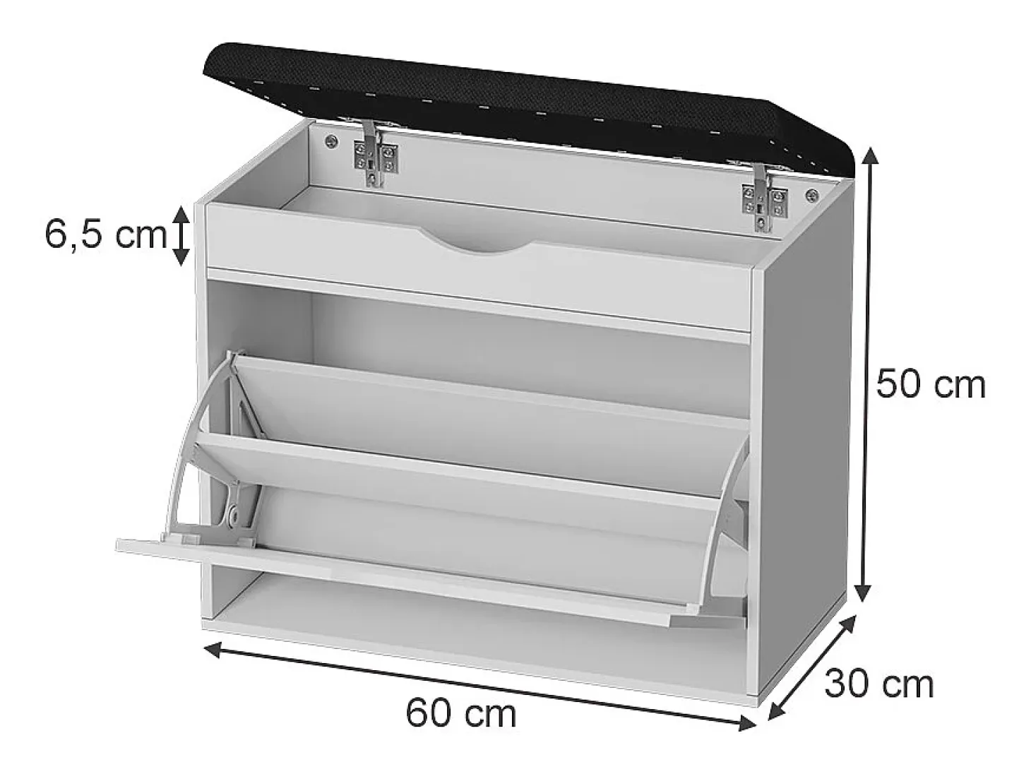 Banco para zapatos blanco 60x30x51 schufy
