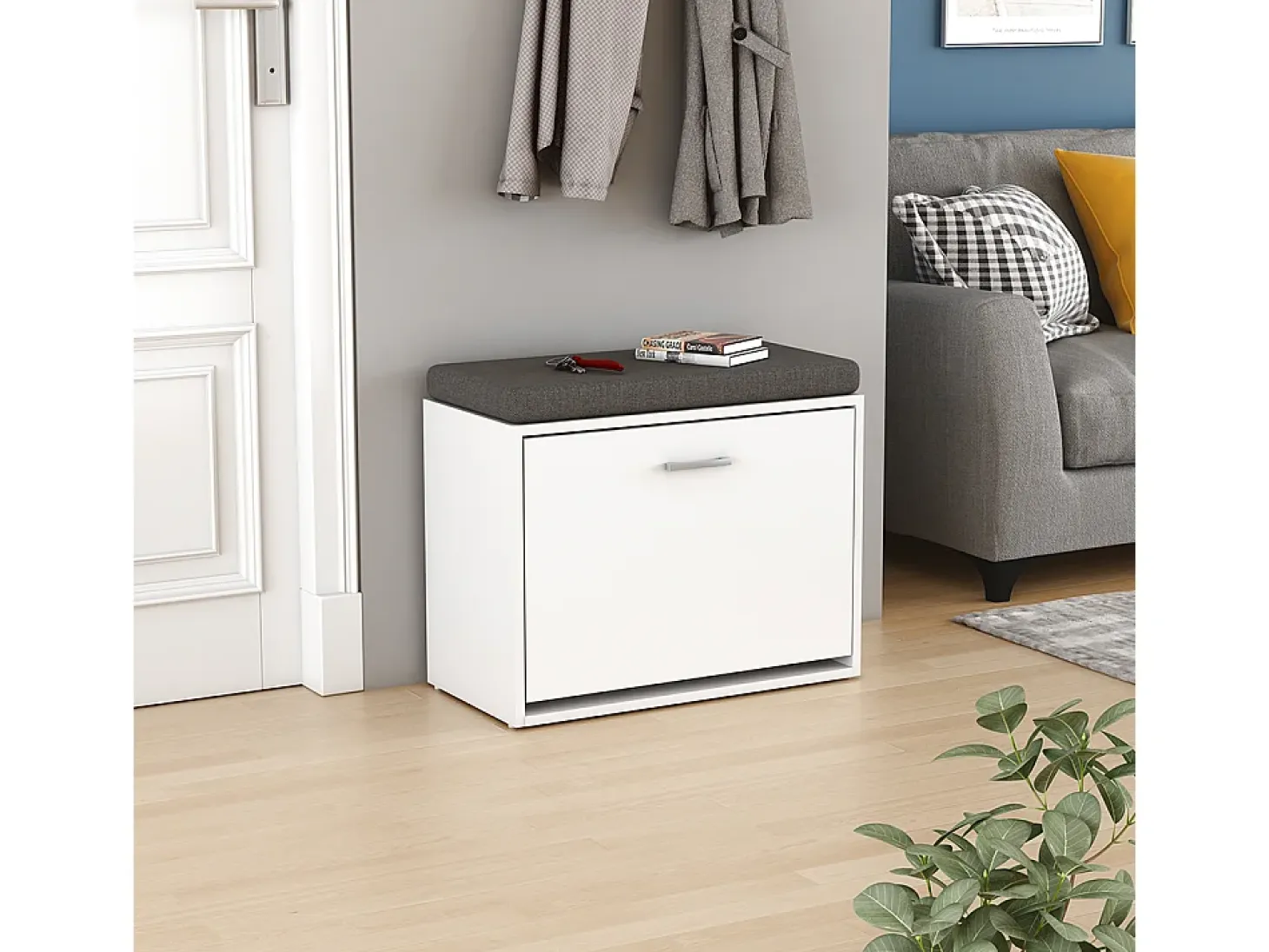 Banco para zapatos blanco 60x30x49.5 georg
