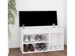 Banco para zapatos con cojín de madera de ingeniería blanca