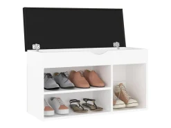 Banco para zapatos con cojín de madera de ingeniería blanca