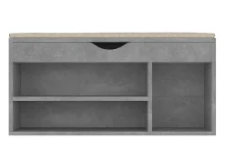 Banco para zapatos con cojín de madera de ingeniería gris hormigón
