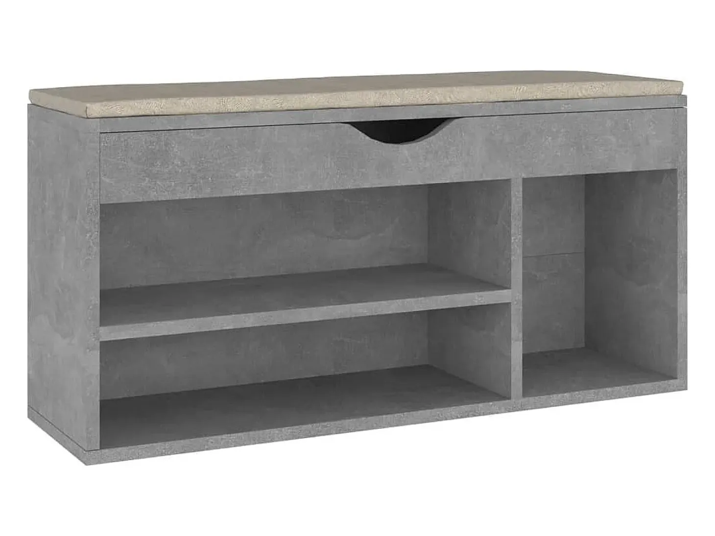 Banco para zapatos con cojín de madera de ingeniería gris hormigón