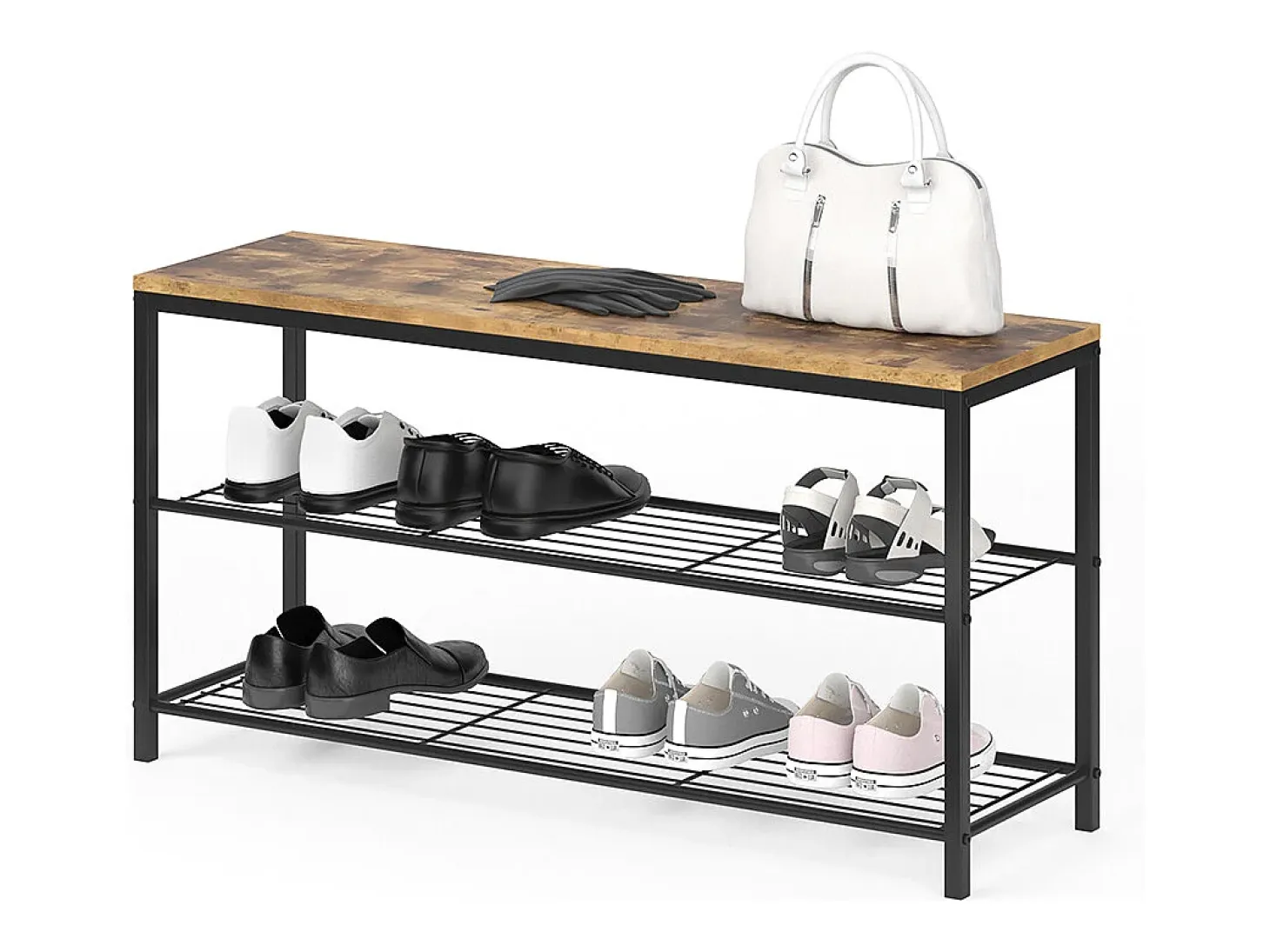 Banco para zapatos madera antigua 100x30x51.5 fyrk
