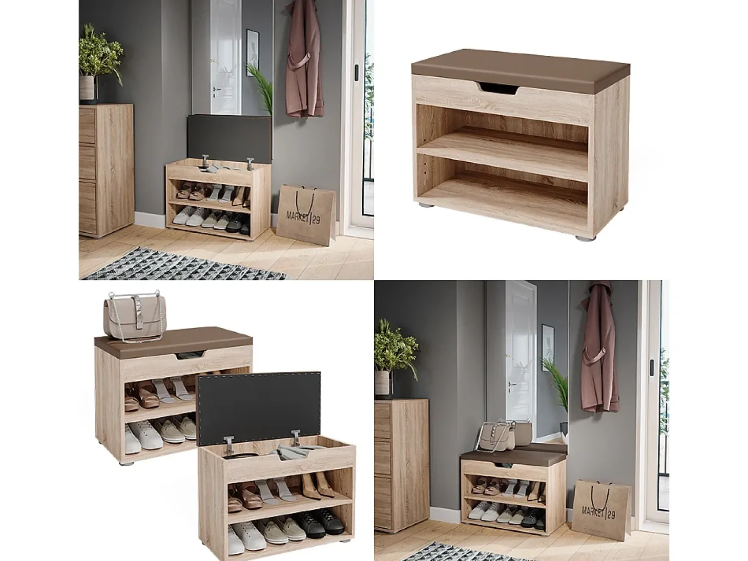 Banco para zapatos sonoma 60x30x45 rolfe