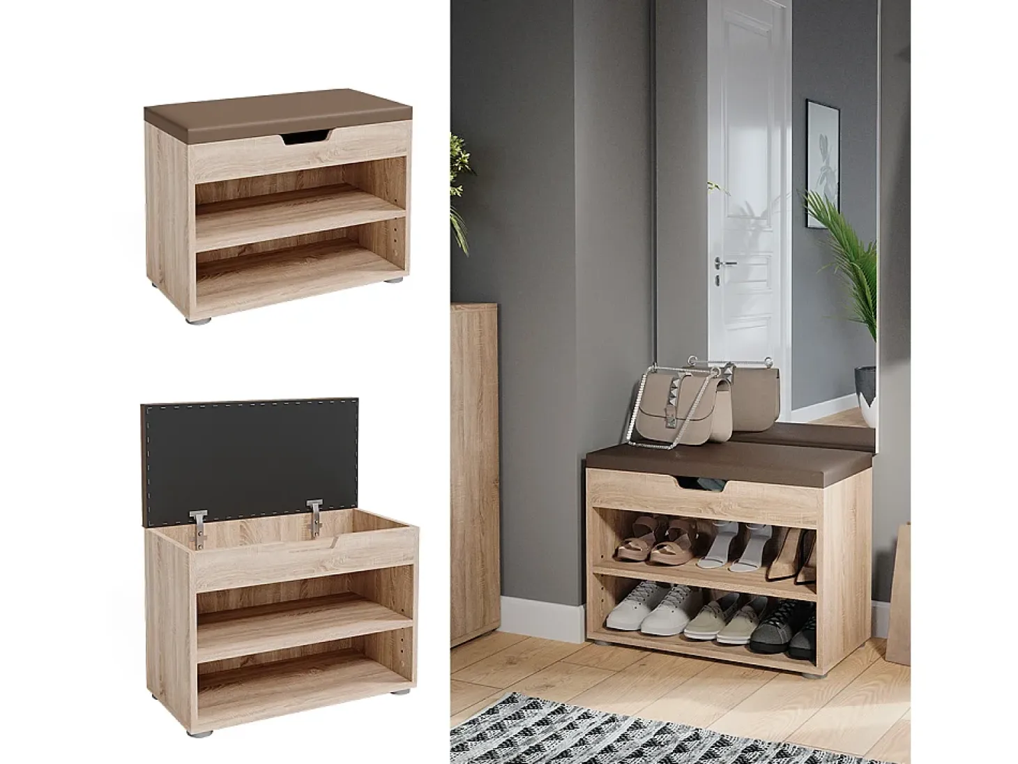 Banco para zapatos sonoma 60x30x45 rolfe