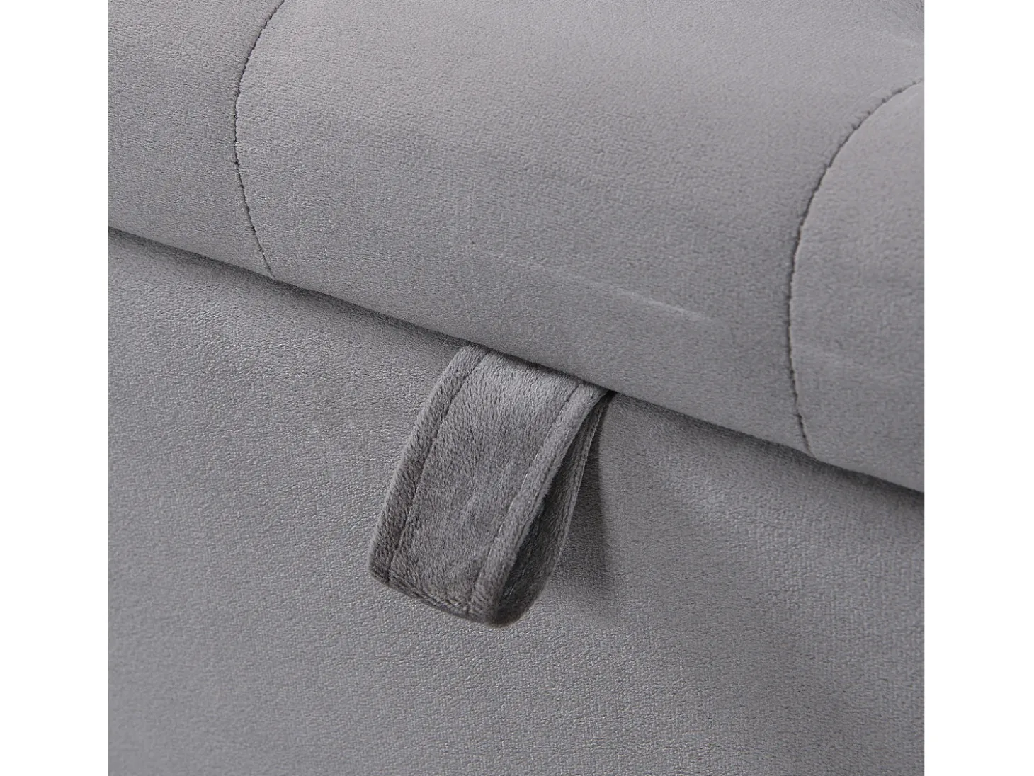 Banco tapizado con almacenaje - estructura de madera - terciopelo gris 138x41x42 cm