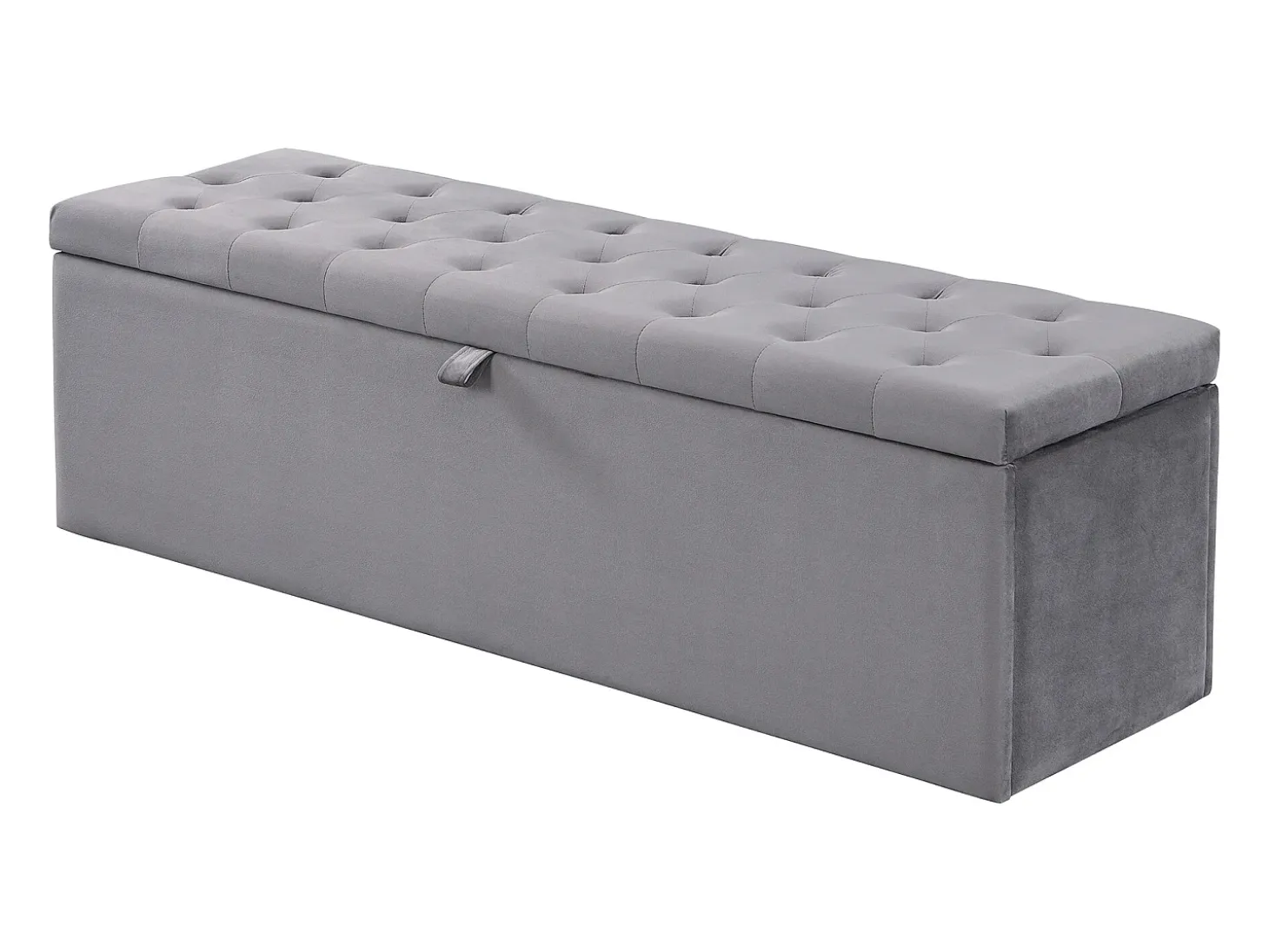 Banco tapizado con almacenaje - estructura de madera - terciopelo gris 138x41x42 cm