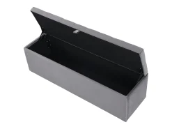 Banco tapizado con almacenaje - estructura de madera - terciopelo gris 138x41x42 cm