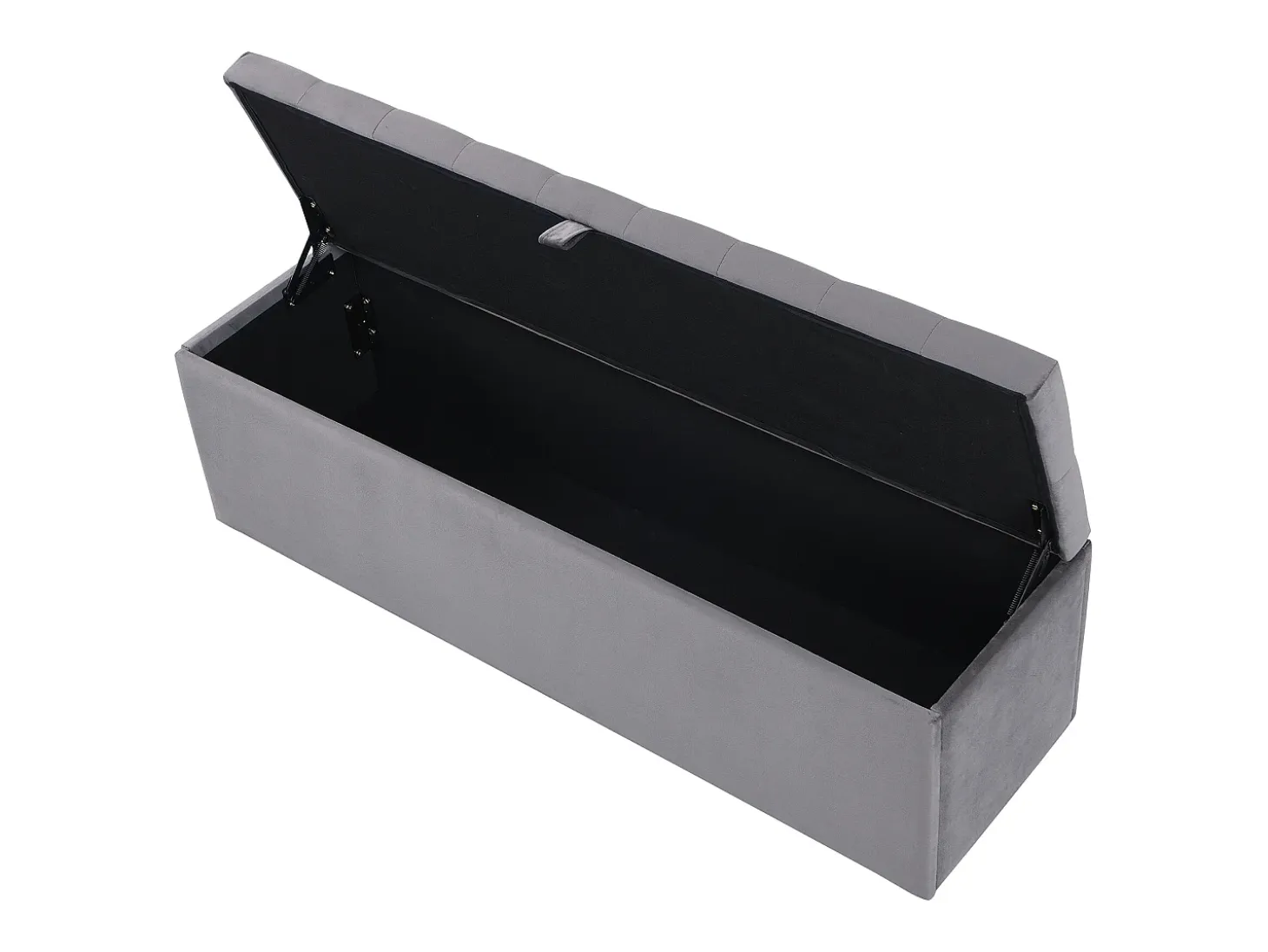 Banco tapizado con almacenaje - estructura de madera - terciopelo gris 138x41x42 cm