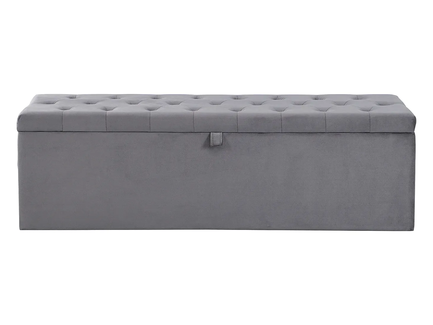Banco tapizado con almacenaje - estructura de madera - terciopelo gris 138x41x42 cm