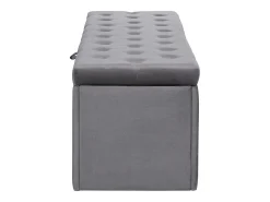 Banco tapizado con almacenaje - estructura de madera - terciopelo gris 138x41x42 cm