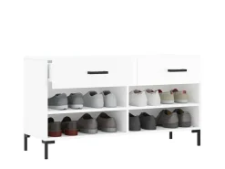 Banco zapatero blanco brillo 102x35x55 cm madera de ingeniería