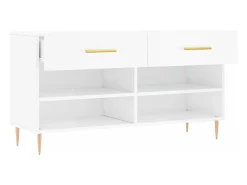 Banco zapatero blanco brillo 102x35x55 cm madera de ingeniería