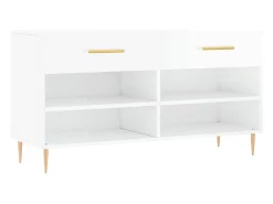 Banco zapatero blanco brillo 102x35x55 cm madera de ingeniería