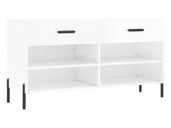 Banco zapatero blanco brillo 102x35x55 cm madera de ingeniería