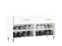 Banco zapatero blanco brillo 102x35x55 cm madera de ingeniería